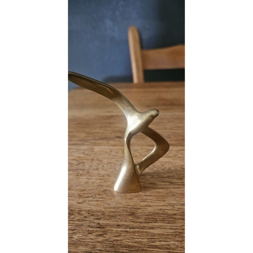 Vintage Brass Bird Sculpture Modernist MCM Seagull in Flight